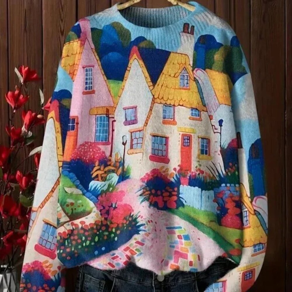 Colorful Bright Neighborhood Sweater